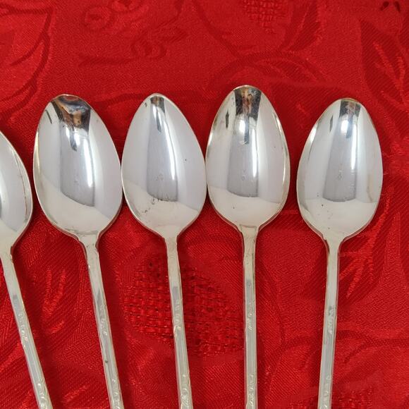 8X LHTSP New England Rosemary SilverPlate Iced Tea Malt Spoons Flatware Delicate - Picture 6 of 14